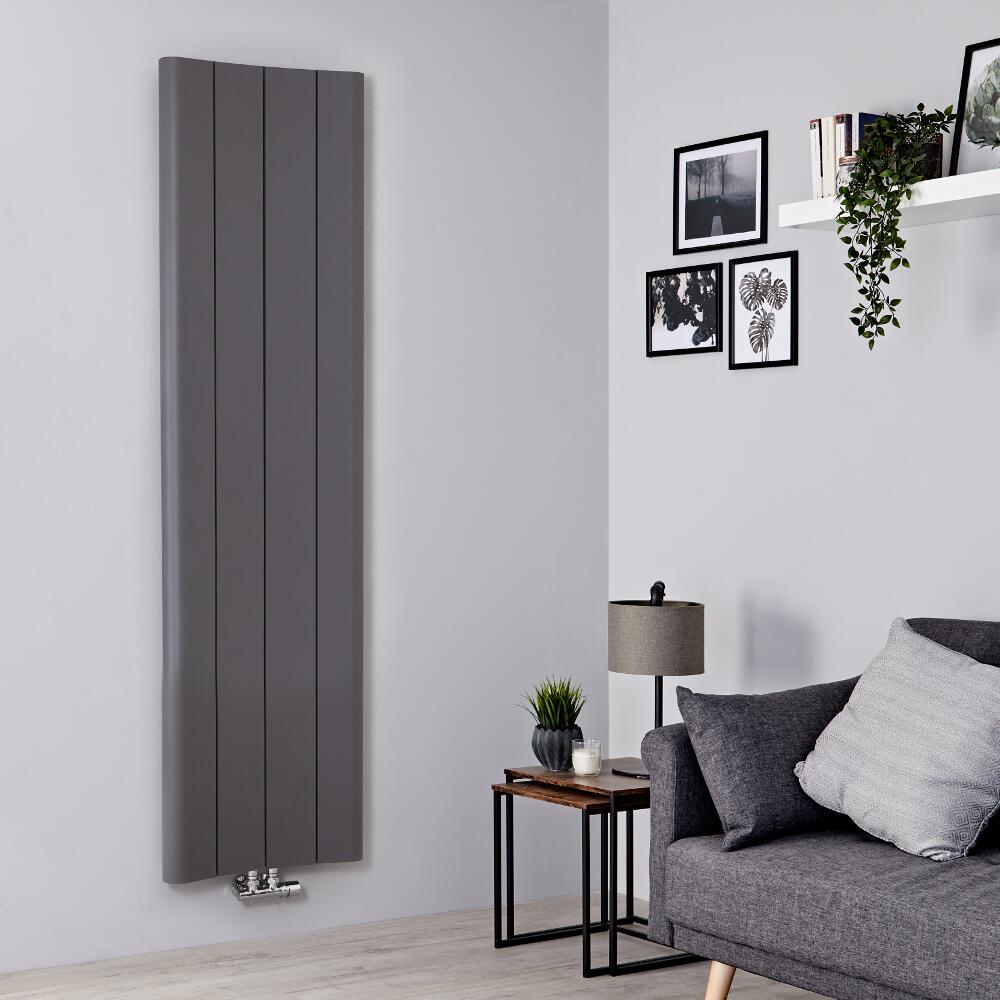 Milano Solis - Aluminium Light Grey Vertical Designer Radiator - 1800mm x 495mm