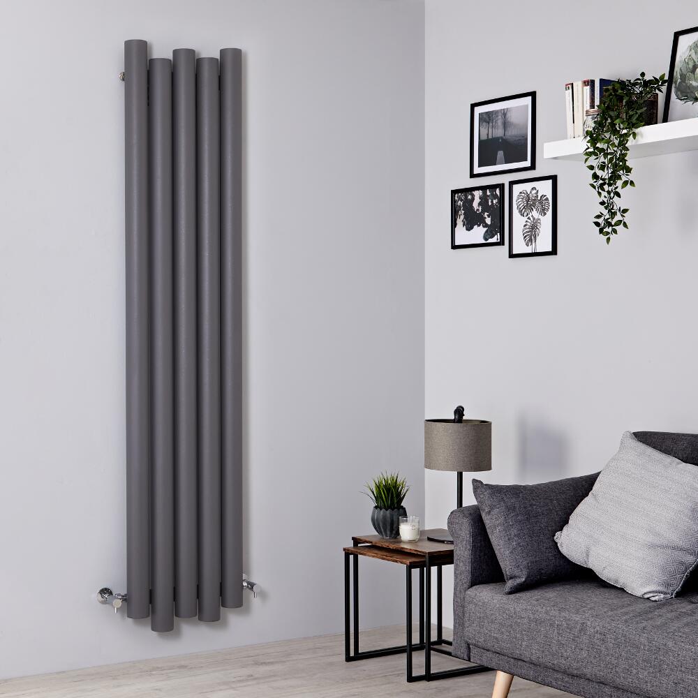 Milano Motus - Aluminium Light Grey Vertical Designer Radiator - 1800mm x 390mm