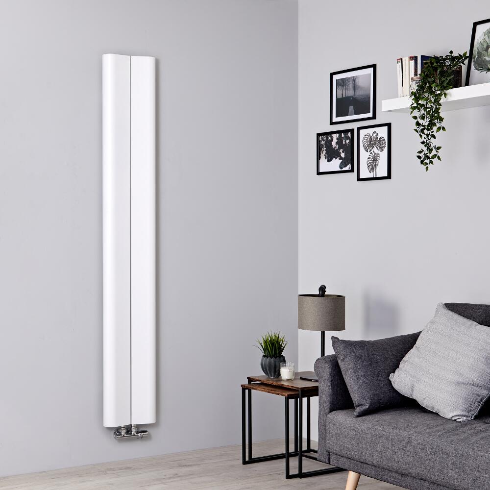 Milano Solis - Aluminium White Vertical Designer Radiator - 1600mm x 245mm