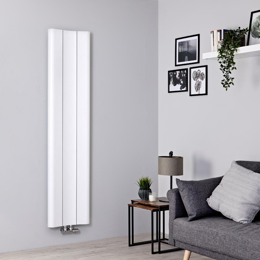 Milano Solis - Aluminium White Vertical Designer Radiator - 1600mm x 370mm