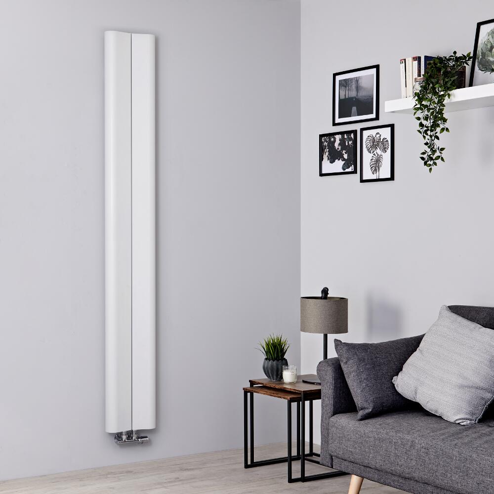 Milano Solis - Aluminium White Vertical Designer Radiator - 1800mm x 245mm