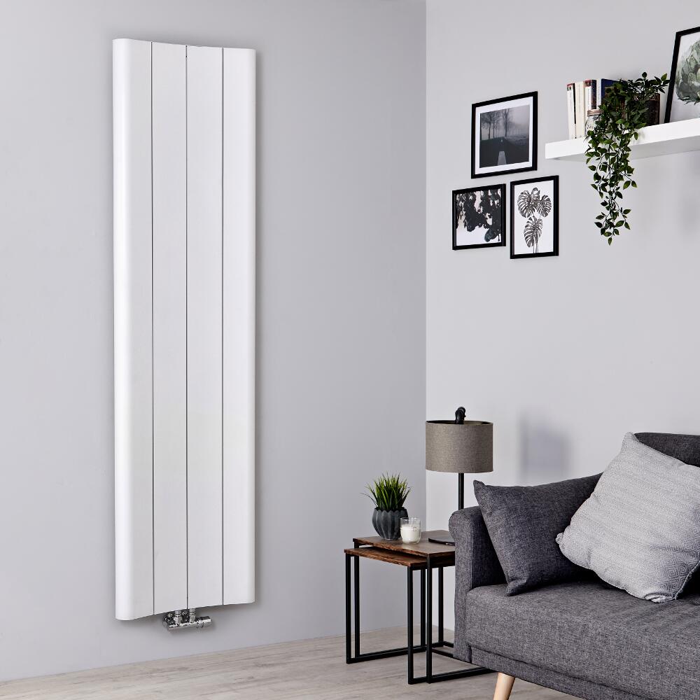 Milano Solis - Aluminium White Vertical Designer Radiator - 1800mm x 495mm