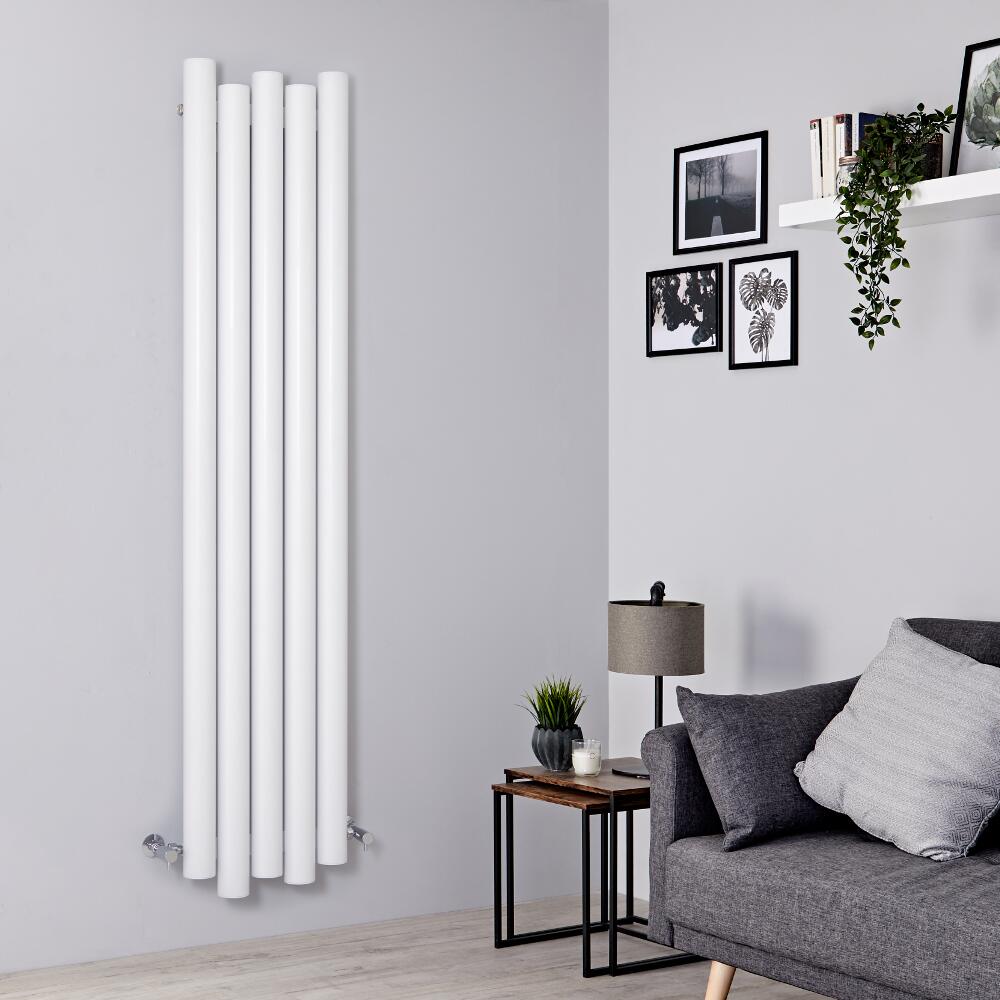 Milano Motus - Aluminium White Vertical Designer Radiator - 1800mm x 390mm