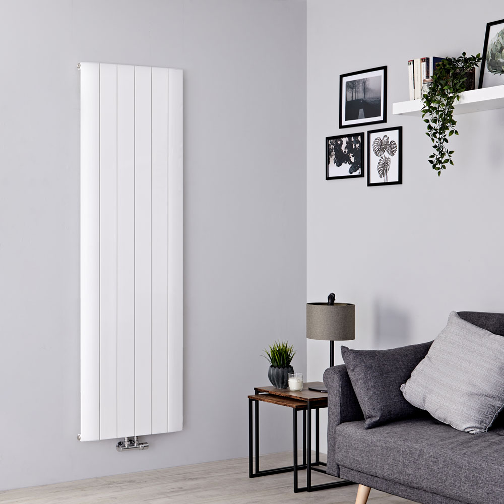 Milano Skye - Aluminium White Vertical Designer Radiator - 1600mm x 565mm