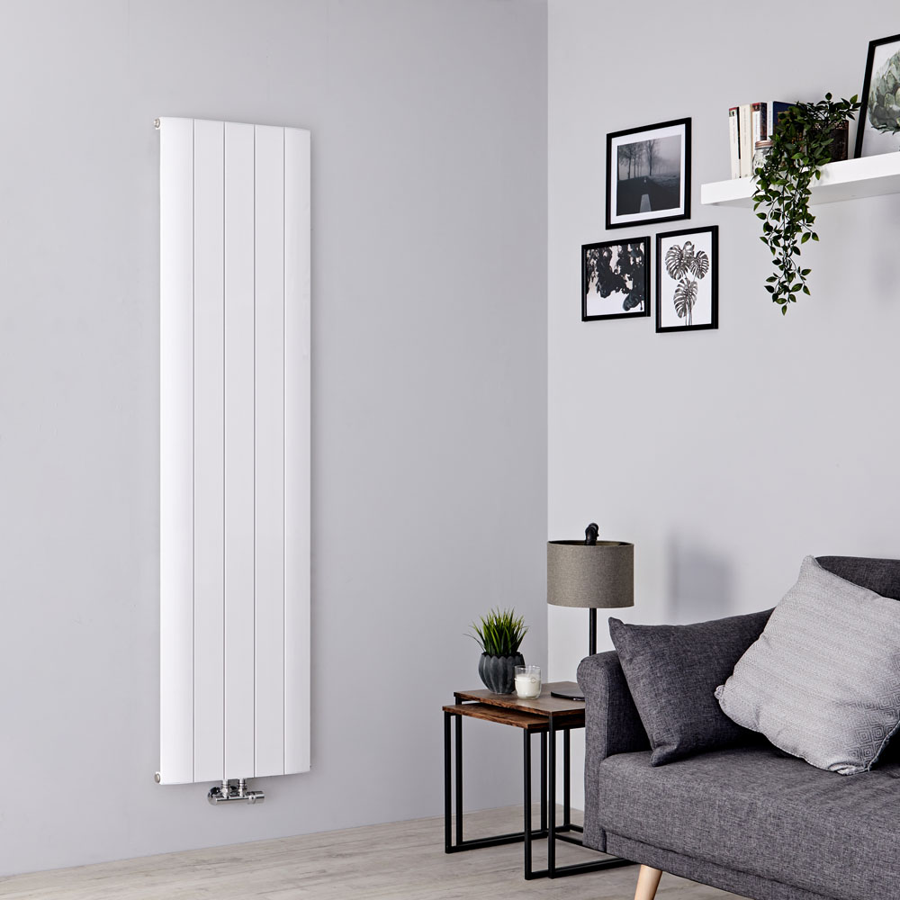 Milano Skye - Aluminium White Vertical Designer Radiator - 1800mm x 470mm