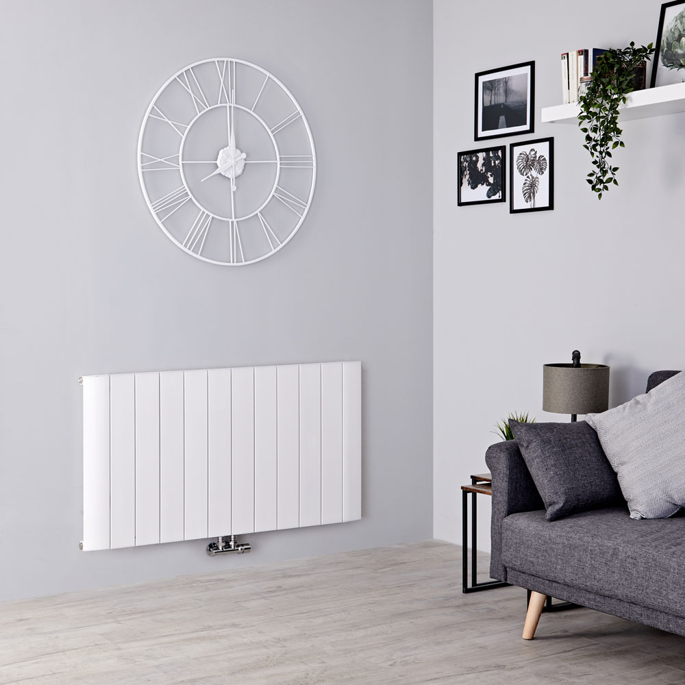 Milano Skye - Aluminium White Horizontal Designer Radiator - 600mm x 1135mm