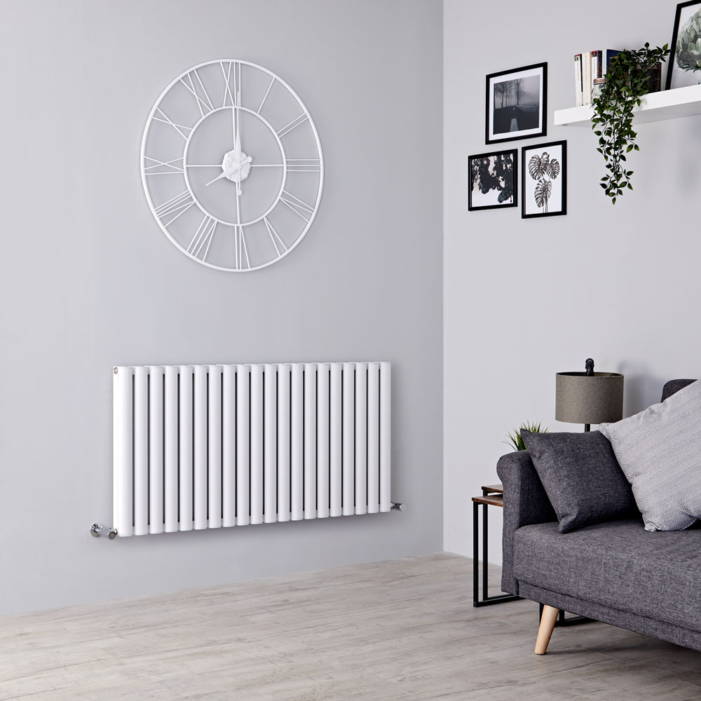 Milano Aruba Ayre - Aluminium White Horizontal Designer Radiator - 600mm x 1190mm (Double Panel)