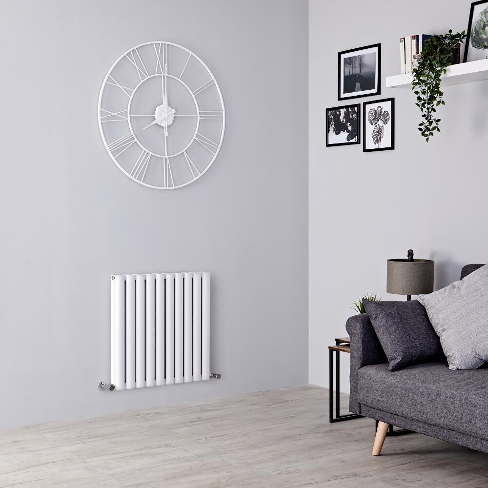 Milano Aruba Ayre - Aluminium White Horizontal Designer Radiator - 600mm x 590mm (Double Panel)