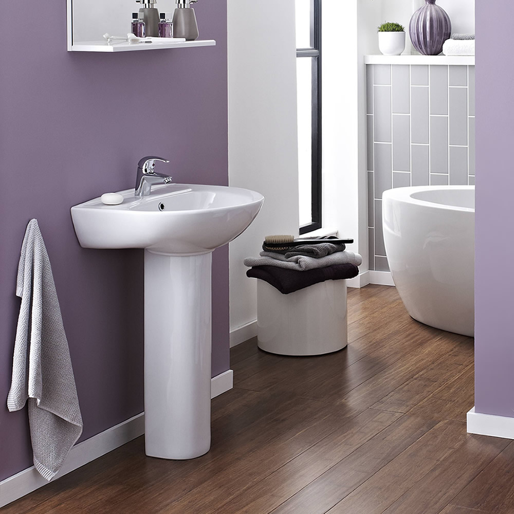 Milano Irwell - 550mm Basin with Full Pedestal - 1 Tap-Hole