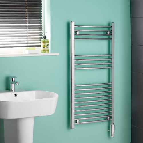 Kudox Electric - Chrome Curved Thermostatic Heated Towel Rail - 1000mm x 500mm