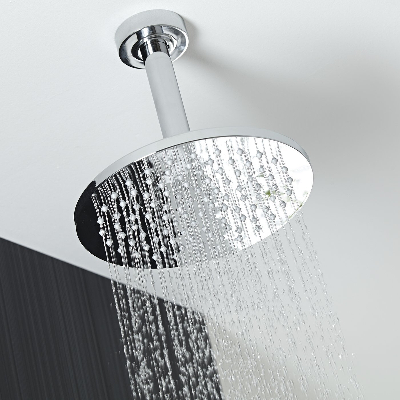 Milano 200mm Round Shower Head and Ceiling Arm (150mm)