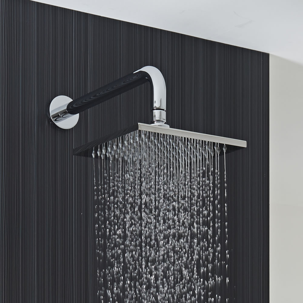Milano 200mm Square Stainless Steel Shower Head and Arm