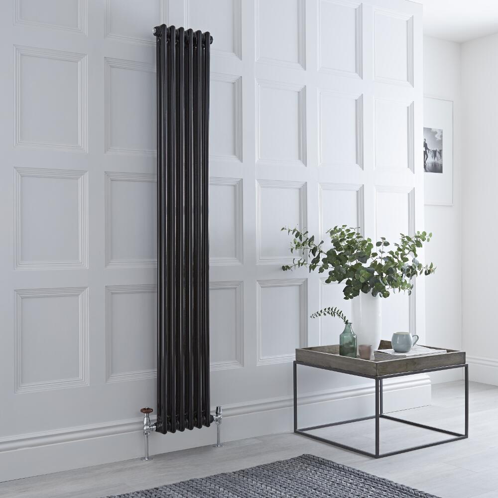 Milano Windsor - Traditional Black Vertical Column Radiator - 1800mm x 293mm (Double Column)