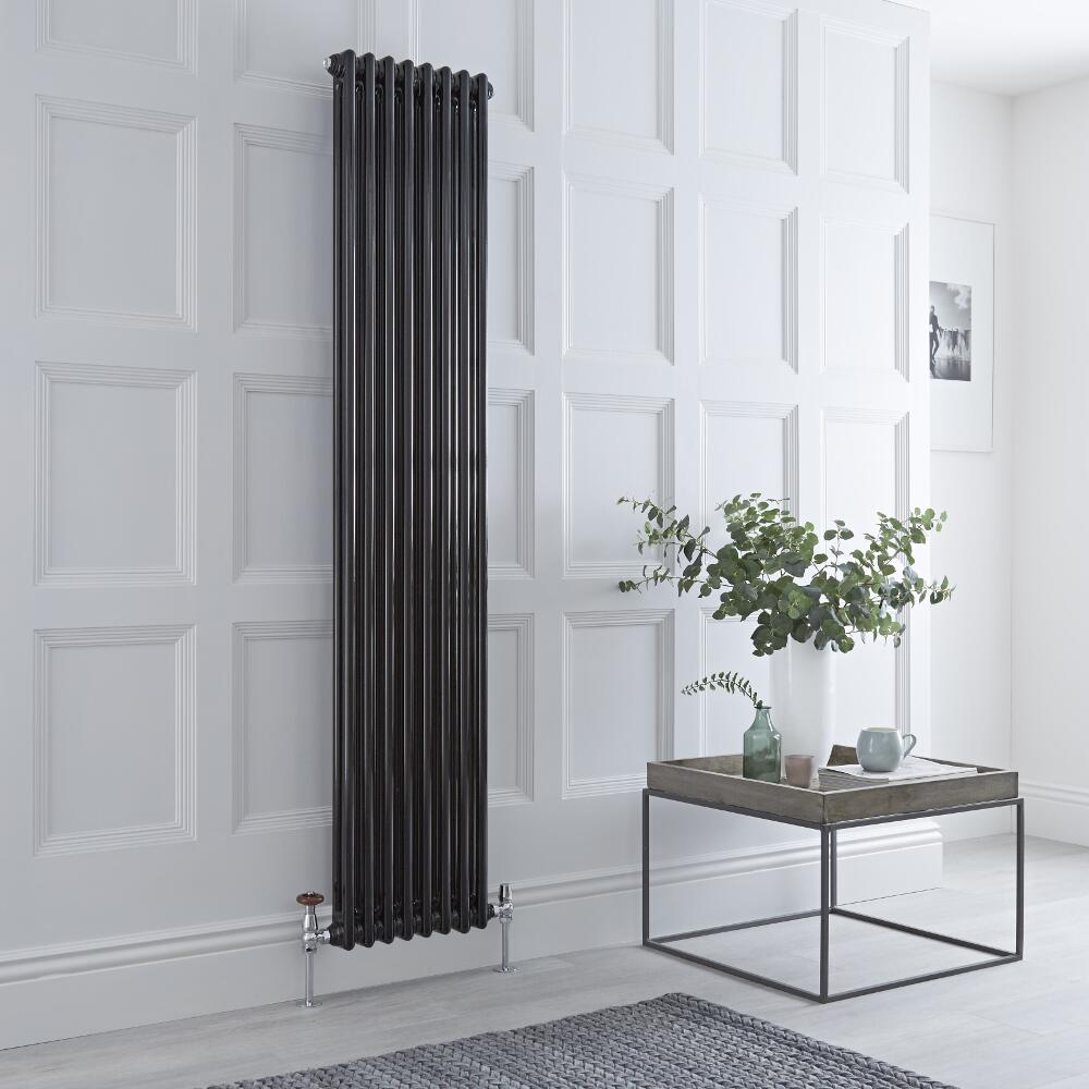 Milano Windsor - Traditional Black Vertical Column Radiator - 1800mm x 383mm (Double Column)