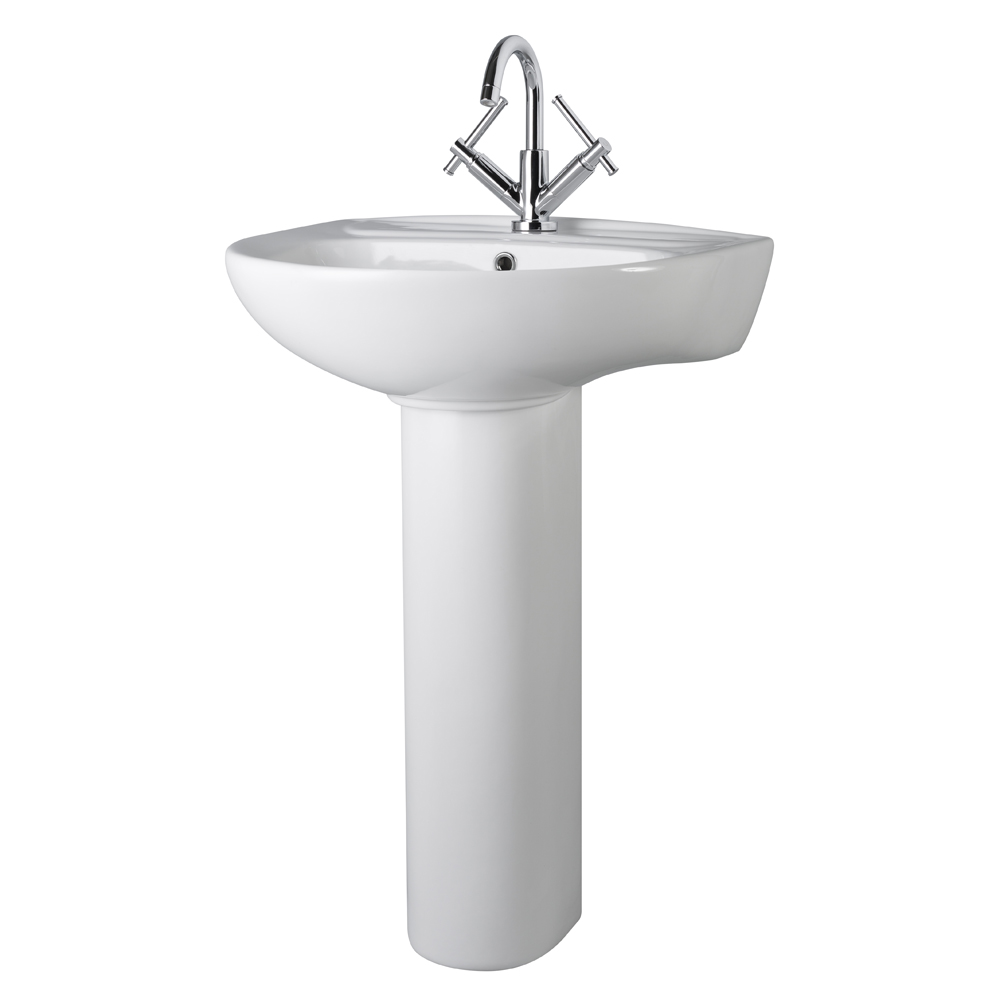 Premier Perth - 550mm Basin with Full Pedestal - 1 Tap-Hole