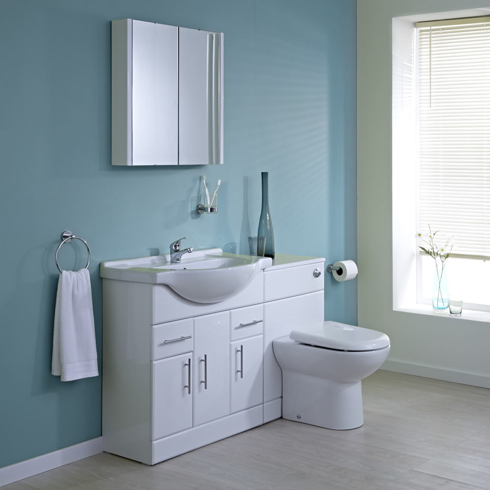 Milano 750mm White Gloss Furniture Sink & Toilet Set