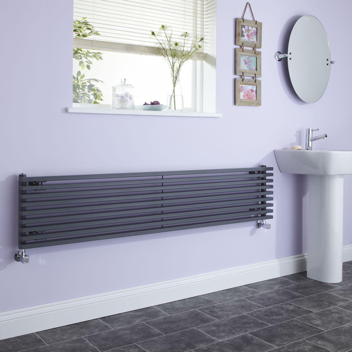 Milano Cayos - Anthracite Horizontal Designer Radiator - 342mm x 1780mm