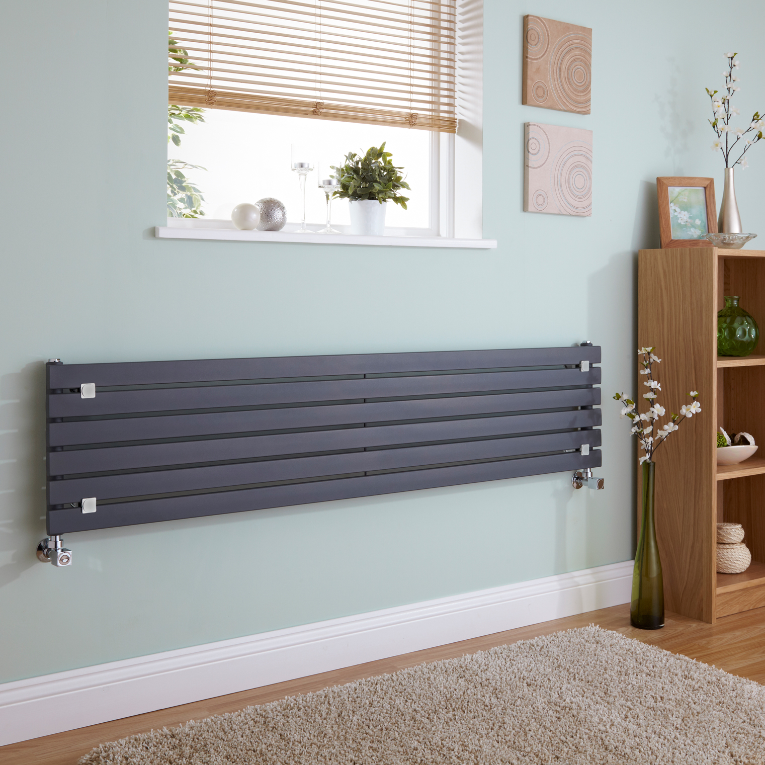 Milano Capri - Anthracite Flat Panel Horizontal Designer Radiator - 354mm x 1600mm