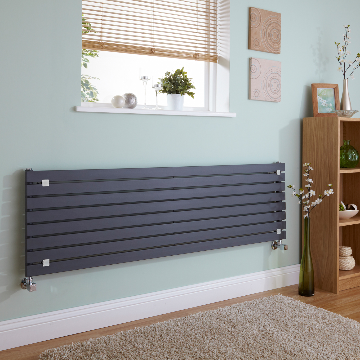 Milano Capri - Anthracite Flat Panel Horizontal Designer Radiator - 472mm x 1600mm