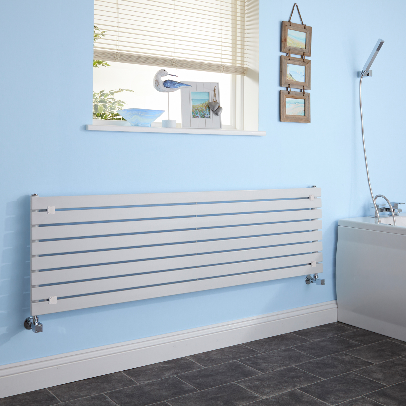 Milano Capri - White Flat Panel Horizontal Designer Radiator - 472mm x 1600mm