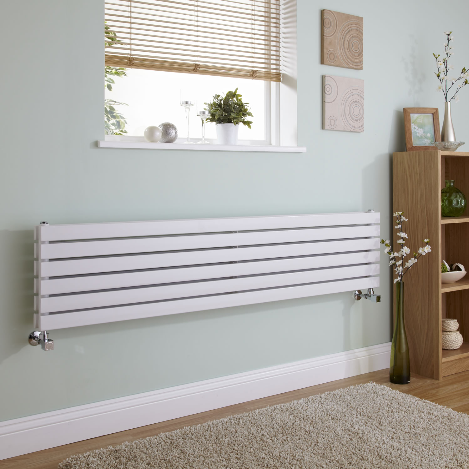 Milano Capri - White Flat Panel Horizontal Designer Radiator - 354mm x 1780mm (Double Panel)