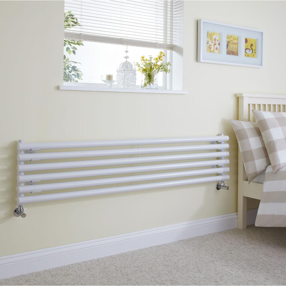 Milano Java - White Horizontal Round Tube Designer Radiator 354mm x 1600mm