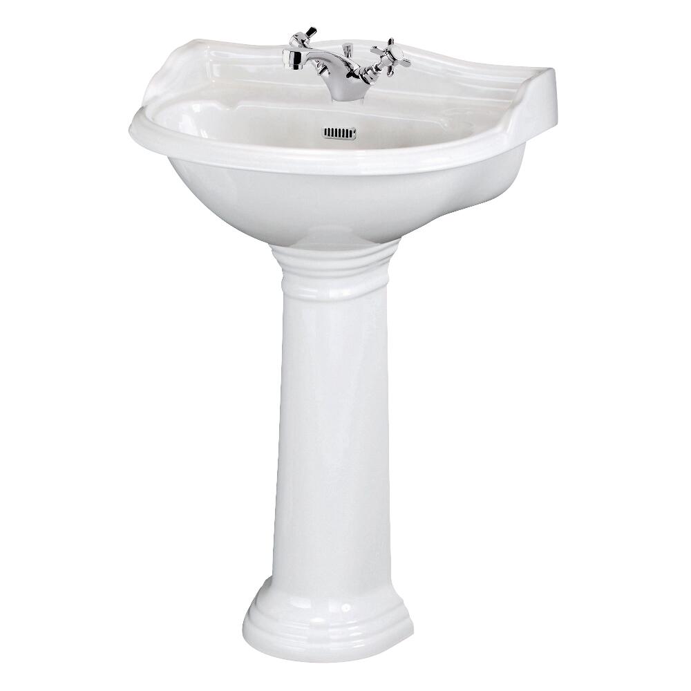 Premier Ryther - 600mm Basin with Full Pedestal - 1 Tap-Hole