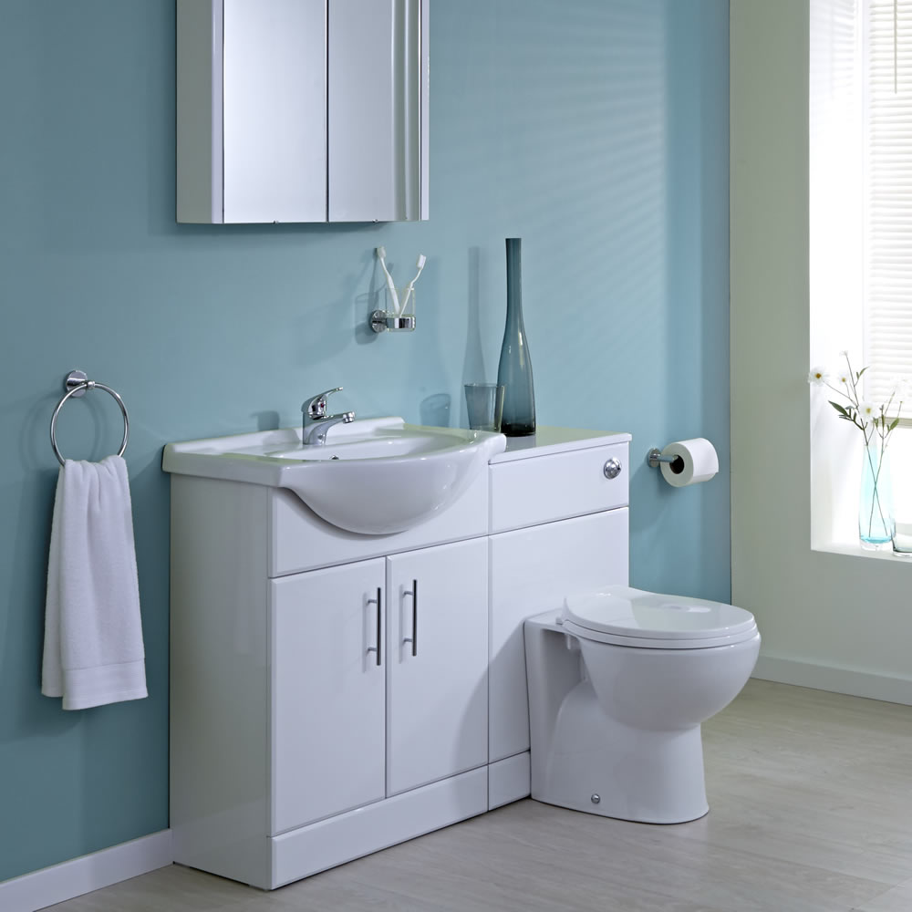 Milano - 650mm Furniture Sink & Toilet Set - White Gloss