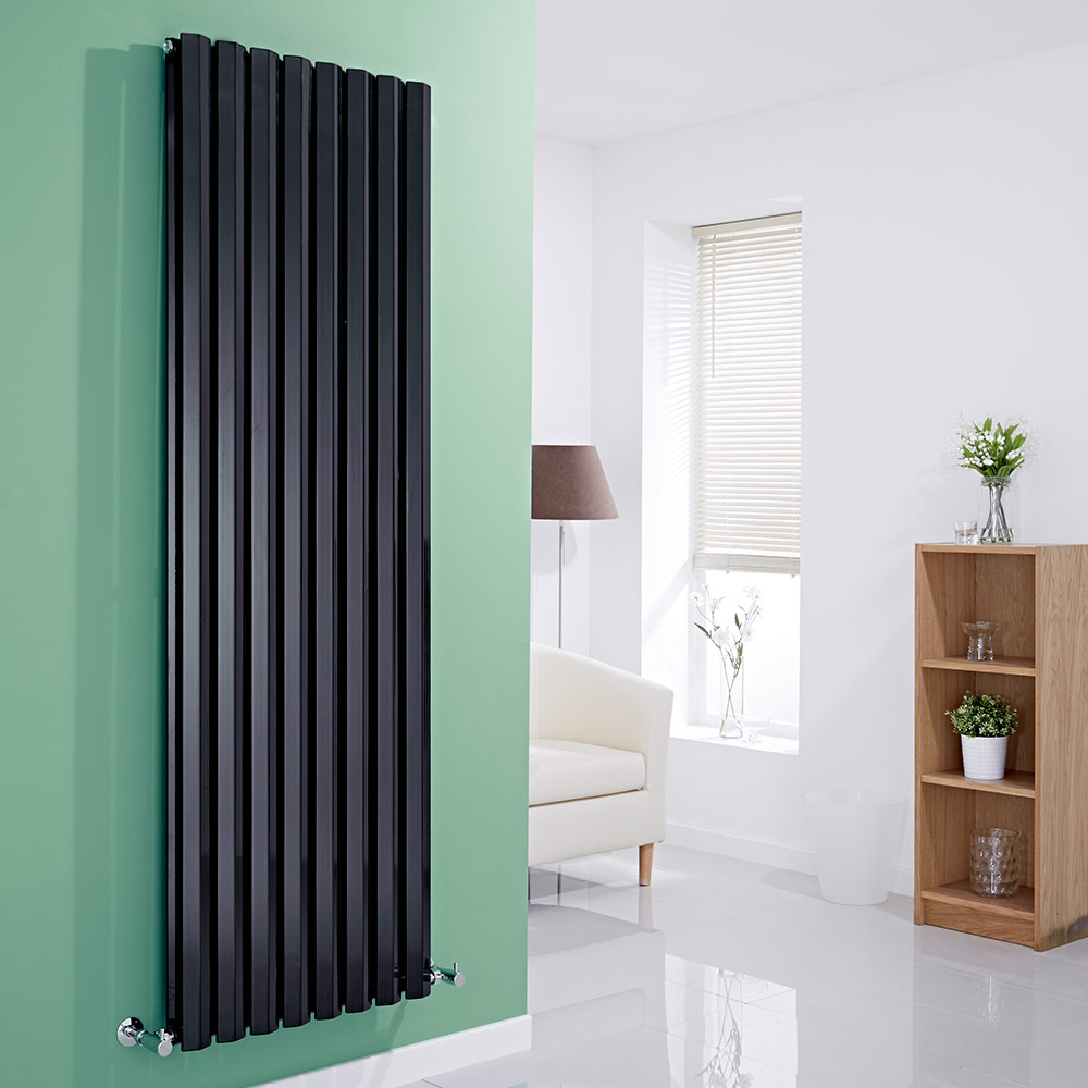 Milano Viti - Black Vertical Diamond Panel Designer Radiator - 1780mm x 560mm (Double Panel)