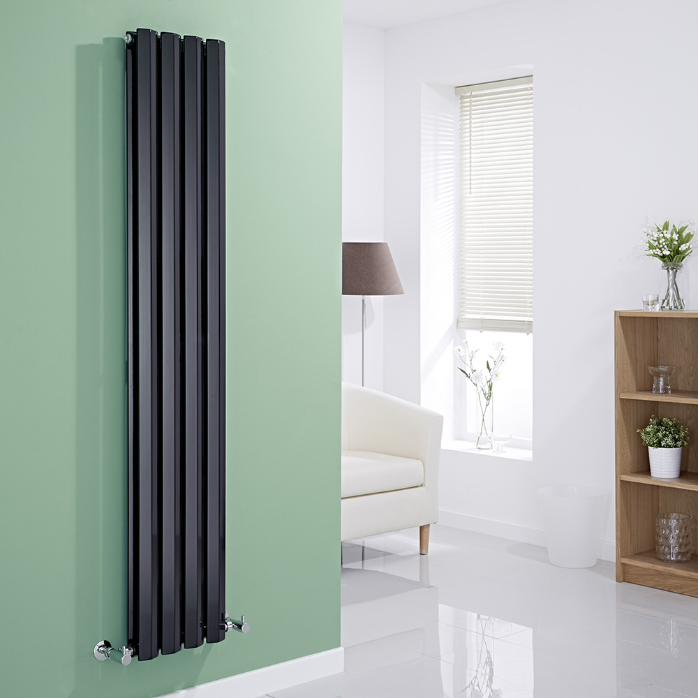 Milano Viti - Black Diamond Panel Vertical Designer Radiator - 1600mm x 280mm (Double Panel)