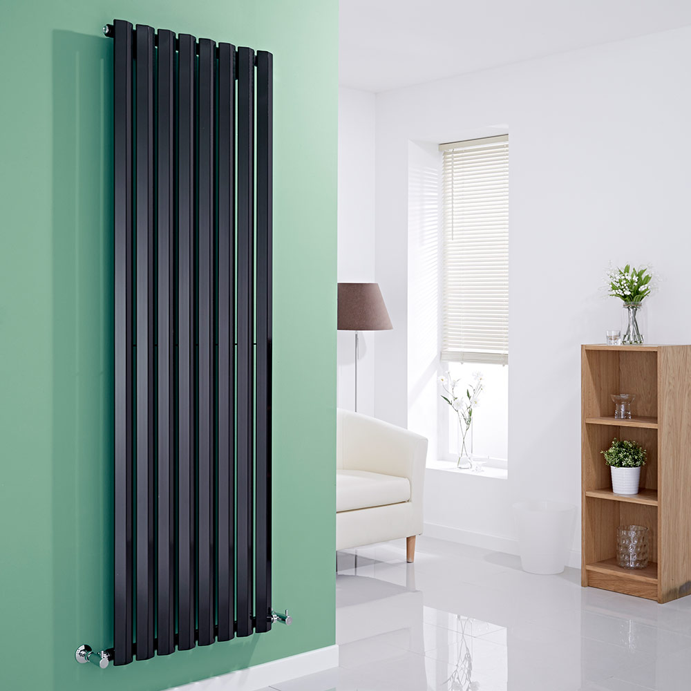 Milano Viti - Black Vertical Diamond Panel Designer Radiator - 1780mm x 560mm