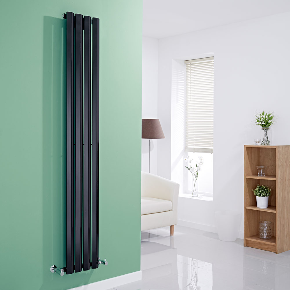 Milano Viti - Black Vertical Diamond Panel Designer Radiator - 1780mm x 280mm