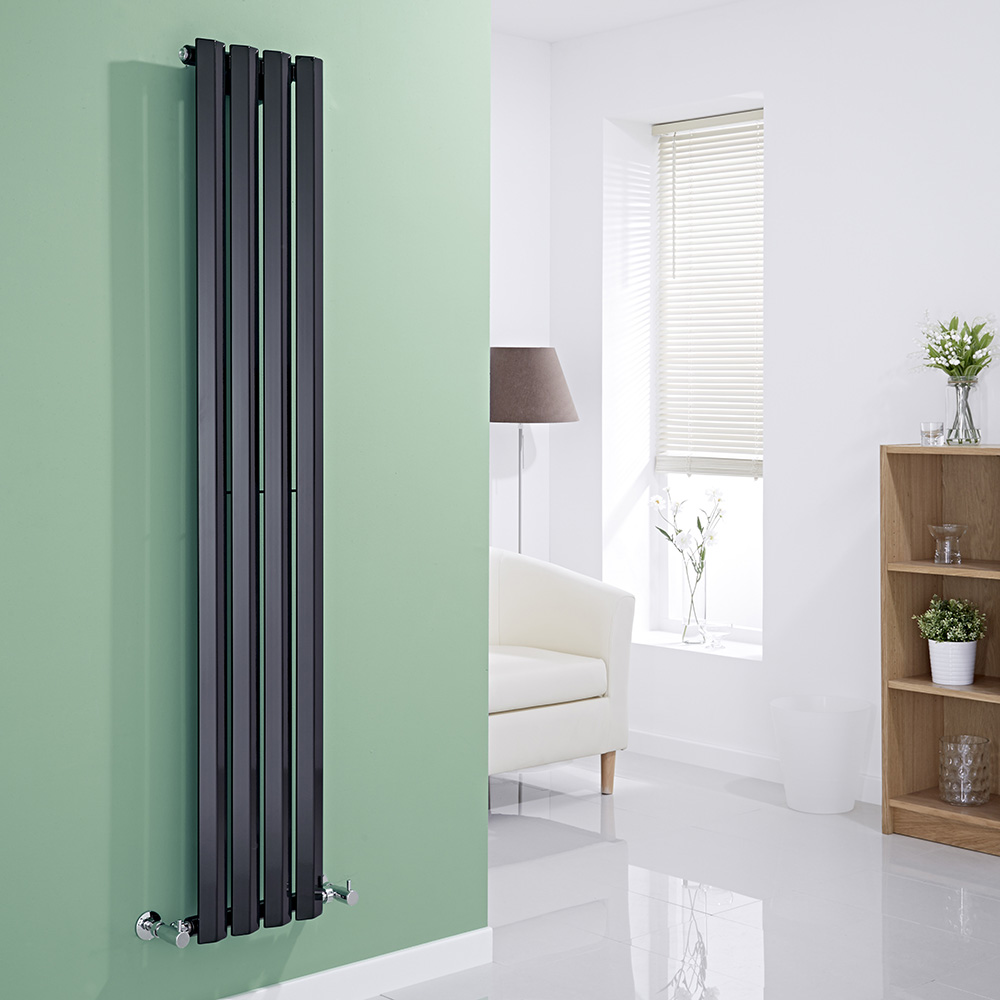 Milano Viti - Black Diamond Panel Vertical Designer Radiator - 1600mm x 280mm