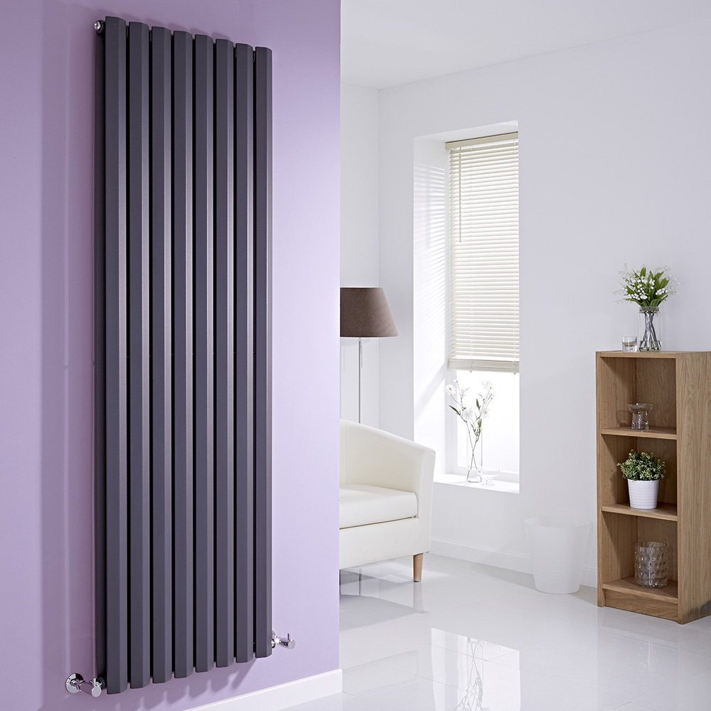 Milano Viti - Anthracite Vertical Diamond Panel Designer Radiator - 1780mm x 560mm (Double Panel)