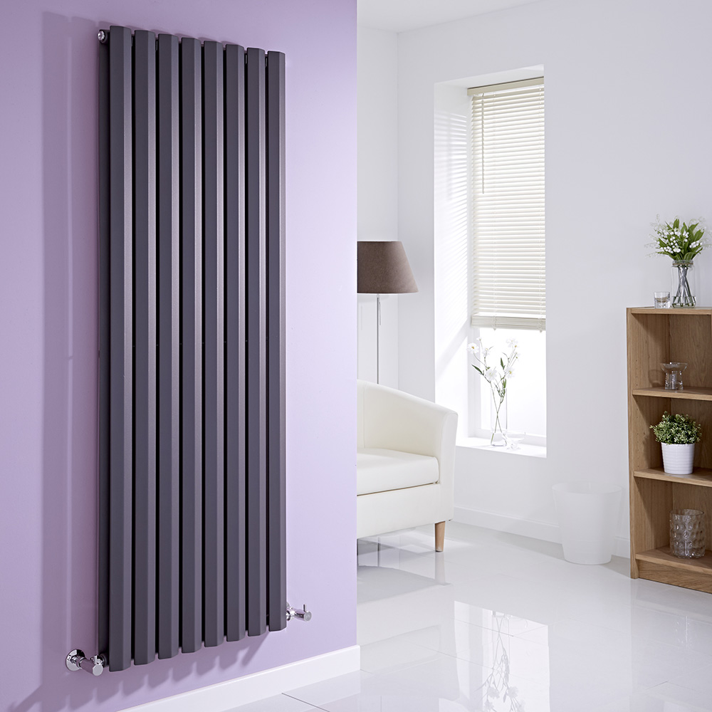 Milano Viti - Anthracite Diamond Panel Vertical Designer Radiator - 1600mm x 560mm (Double Panel)