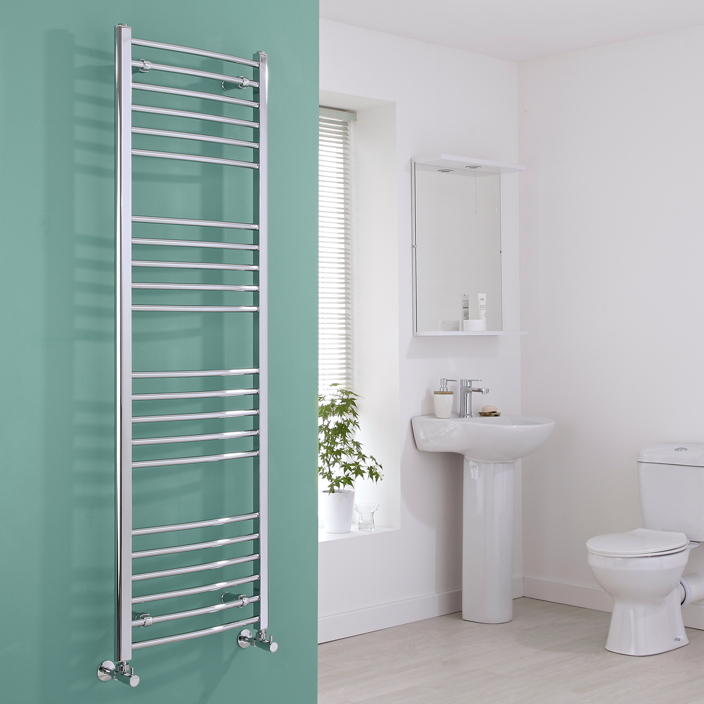 Milano Eco - Chrome Curved Heated Towel Rail - 1600mm x 500mm