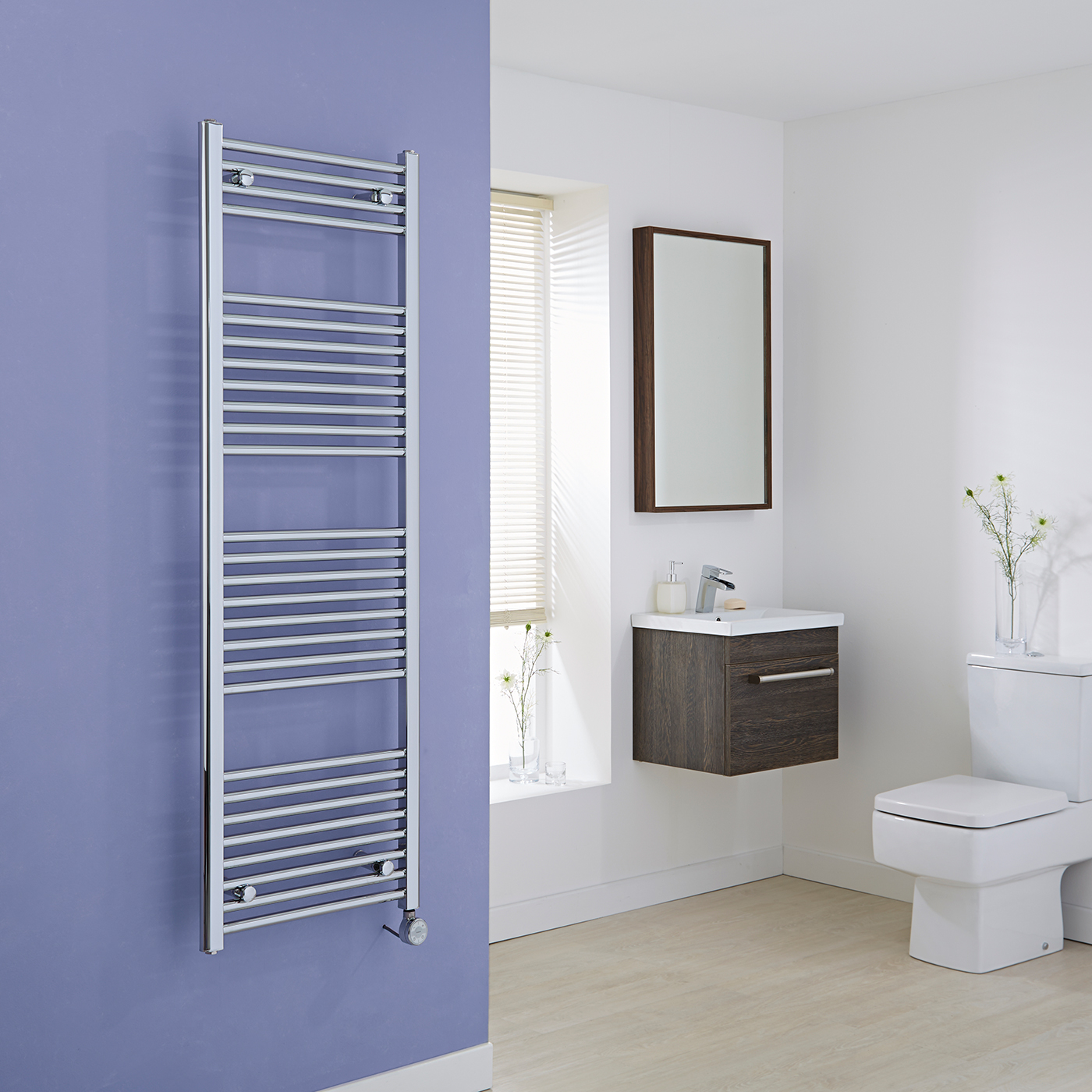 Milano Ribble Electric - Chrome Flat Heated Towel Rail - 1500mm x 500mm