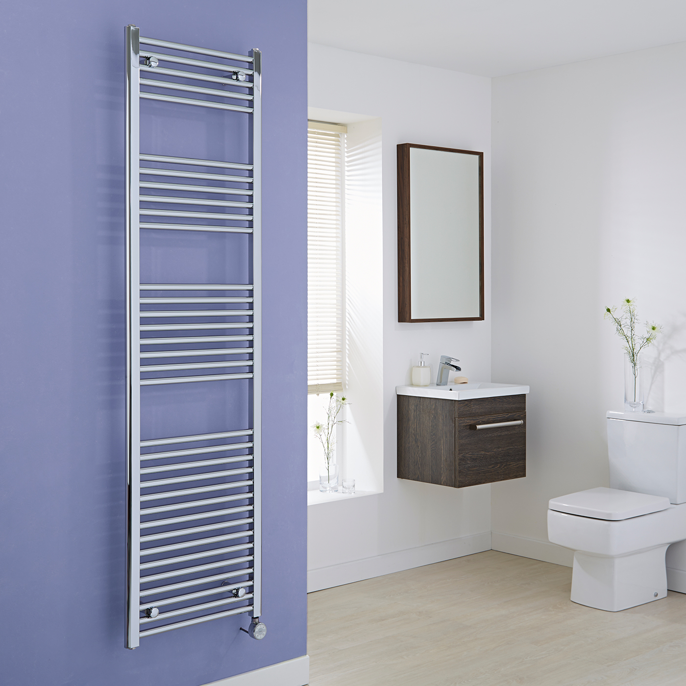 Milano Ribble Electric - Chrome Flat Heated Towel Rail - 1800mm x 500mm