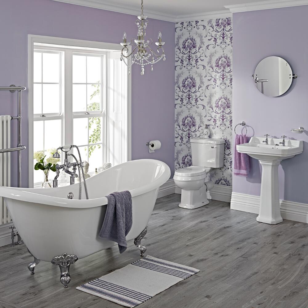 Milano Double Ended Claw Foot Slipper Bath With WC Toilet, Basin and Pedestal