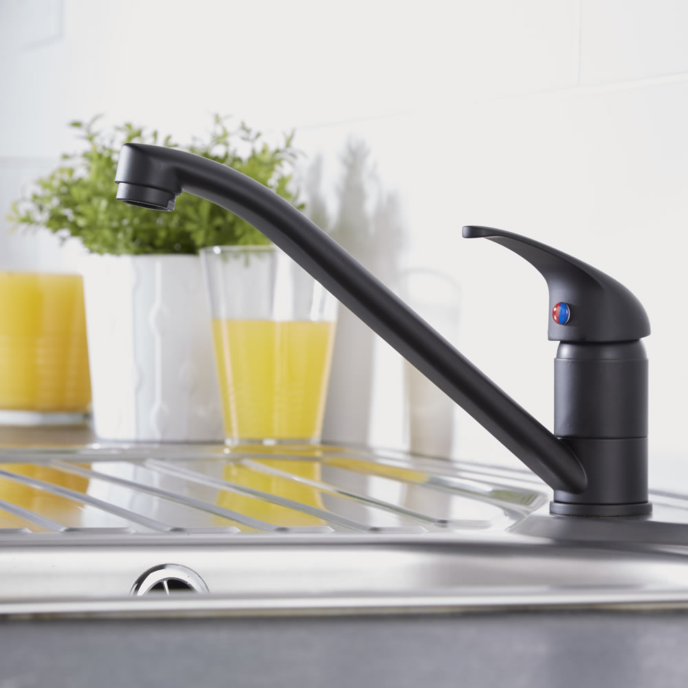 Milano Black Kitchen Mixer Tap with Swivel Spout