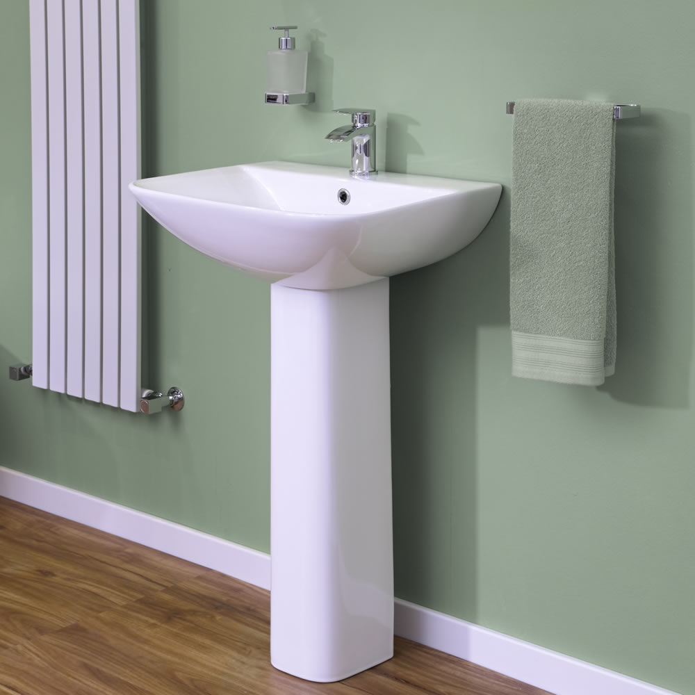 Milano Longton - 550mm Basin with Full Pedestal - 1 Tap-Hole