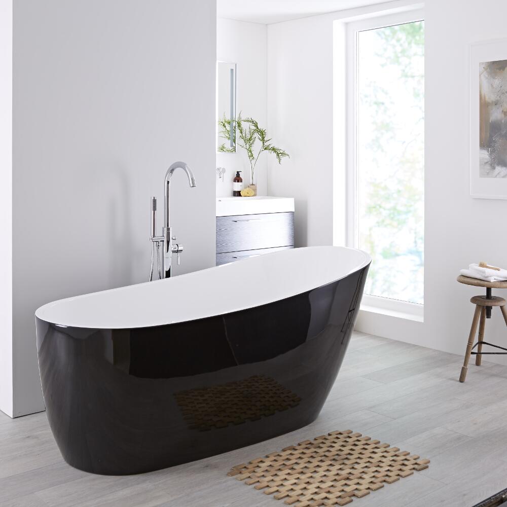 Milano Select 1730mm Freestanding Single Ended Bath - Black