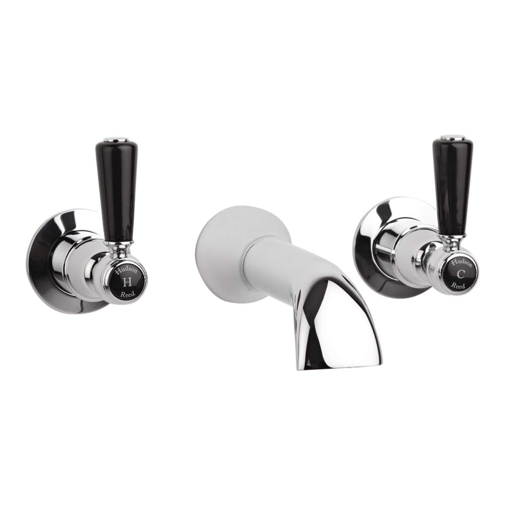 Hudson Reed Topaz Lever Bath Spout Chrome/Black Dome Collars