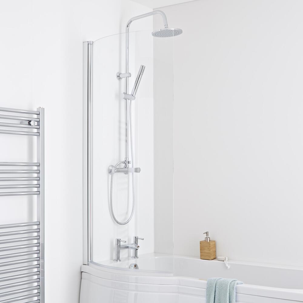 Milano Portland - Curved Shower Bath Screen - Easy Clean Glass