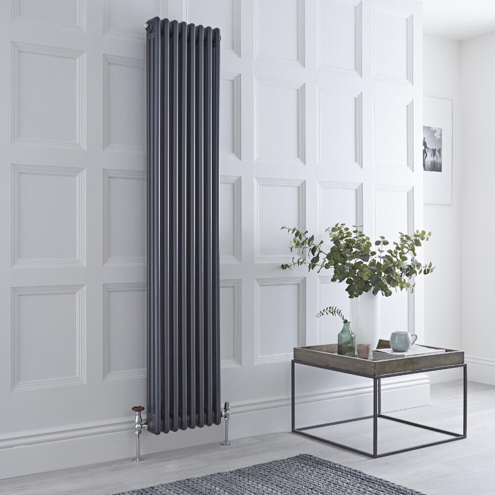 Milano Windsor - Traditional Anthracite Vertical Column Radiator - 1800mm x 360mm (Triple Column)