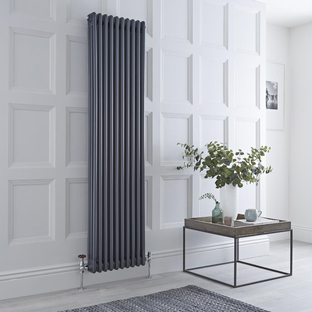 Milano Windsor - Traditional Anthracite Vertical Column Radiator - 1800mm x 450mm (Triple Column)