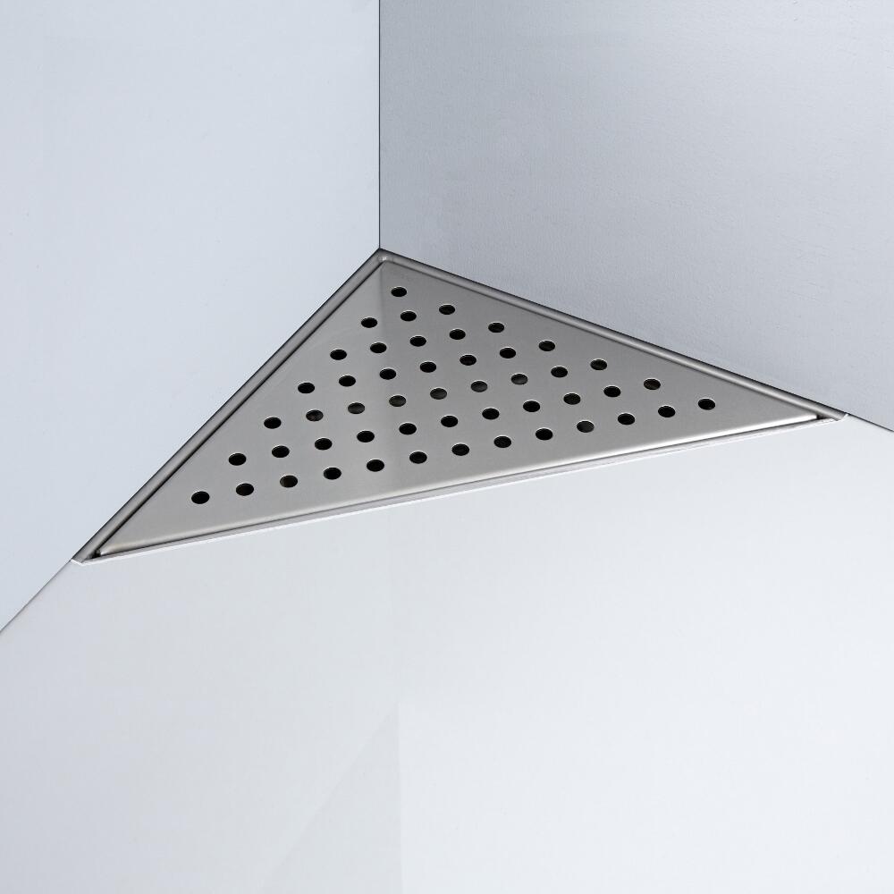 Milano 250mm Corner Stainless Steel Shower Drain with Grate
