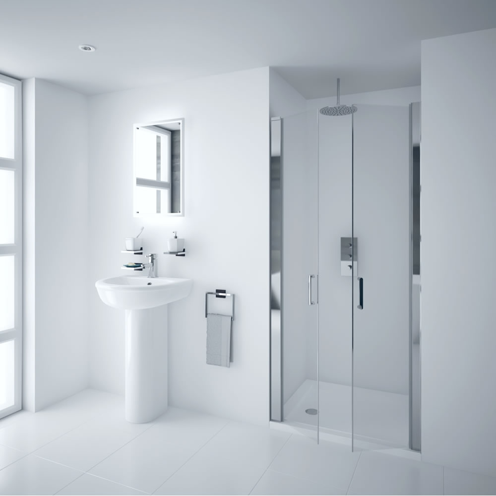 Milano Portland - 1000mm Double Hinged Shower Door - 6mm Easy-Clean Glass