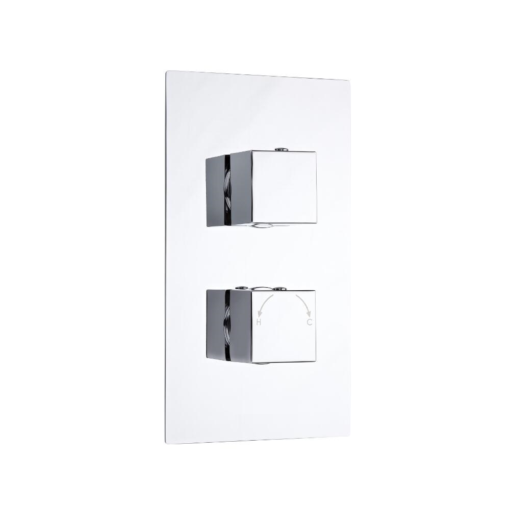 Milano Arvo Square Twin Thermostatic Shower Valve - 1 Outlet Standard Plate