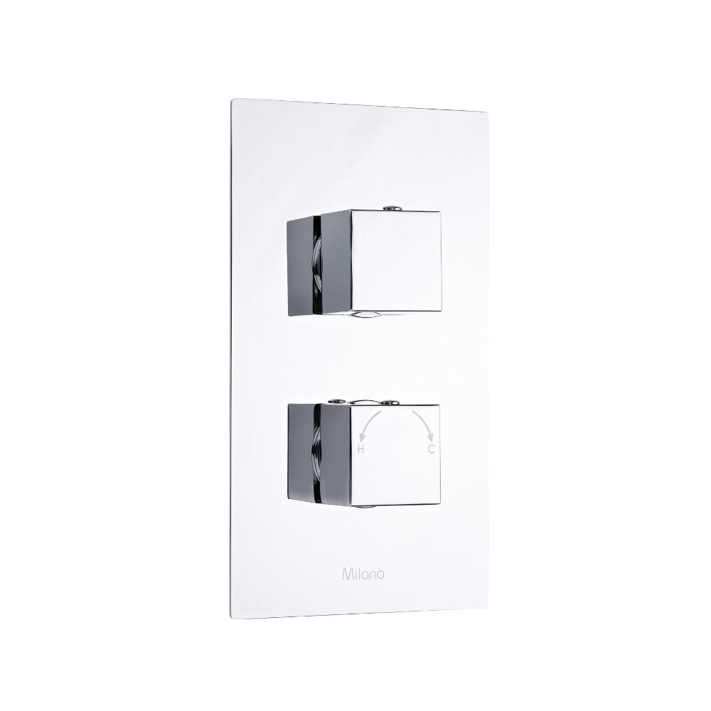 Milano Arvo Square Twin Diverter Thermostatic Shower Valve - 2 Outlets Standard Plate